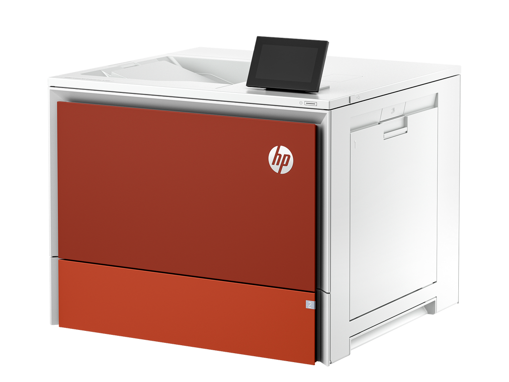 HP Color LaserJet Enterprise 5700dn Transactional CometRed Catalog VisID WhiteBG FrontLeft