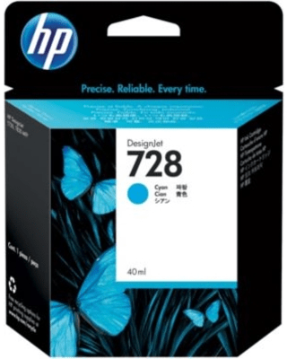 HP 728 40-ml Cyan Ink Cartridge (F9J63A)