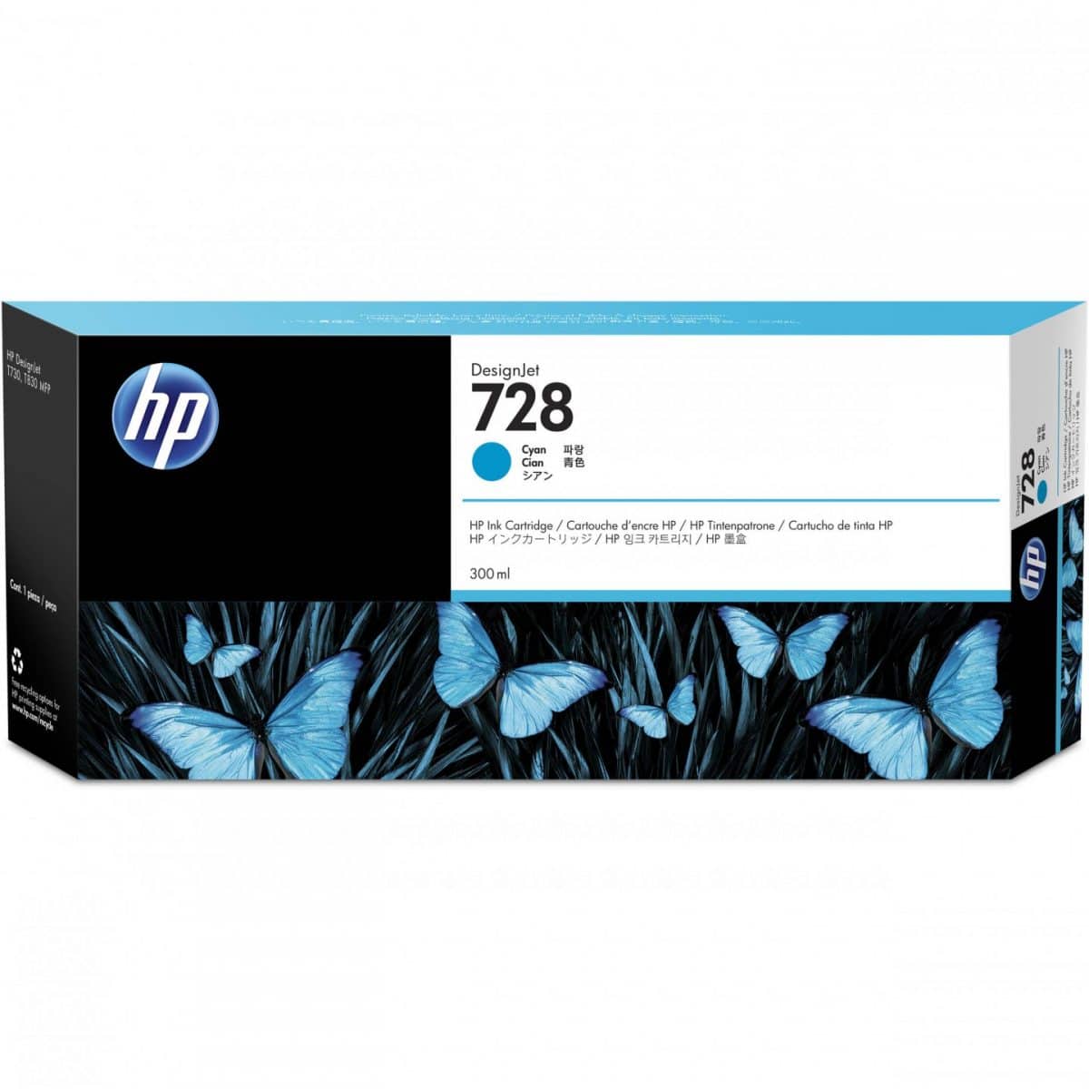 HP 728 300-ml Cyan Ink Cartridge (F9K17A)