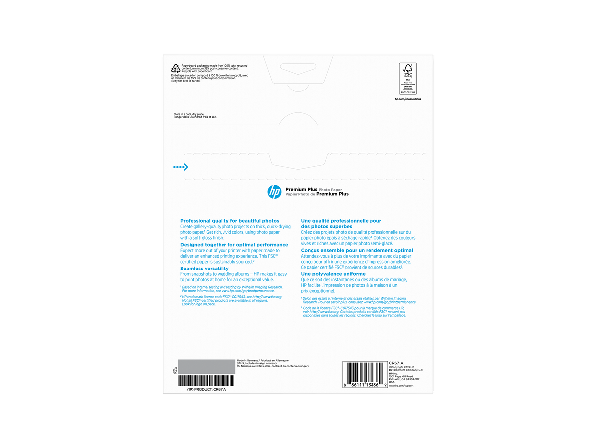 HP Premium Plus Photo Paper, Soft Gloss, FSC, A size, 25 shts, CR671A CR671-00004