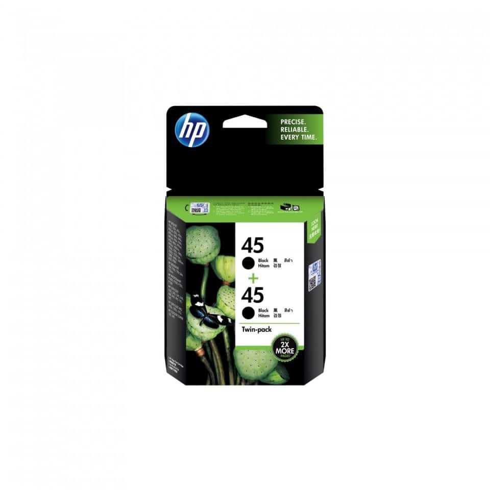 HP #45 Black Ink Twin Pack
