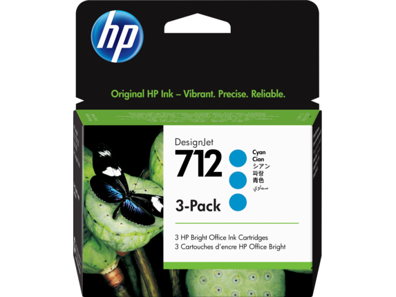 HP 712 29-ml 3 pack Cyan Ink Cartridge (3ED77A)