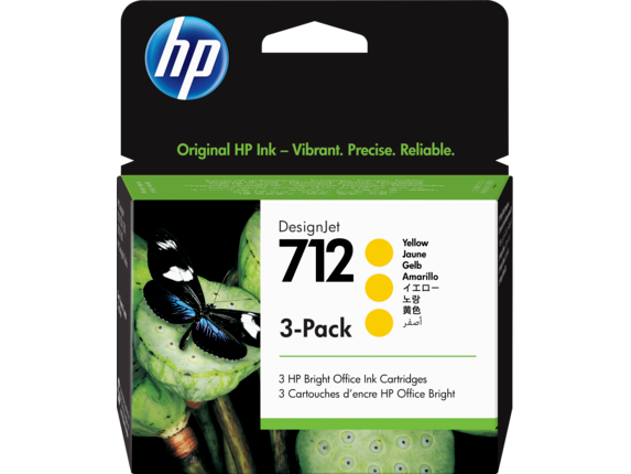 HP 712 29-ml 3 pack Yellow Ink Cartridge (3ED79A)