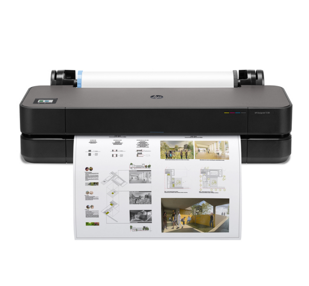 HP DesignJet T230 24-Inch Printer (5HB07A) Bundle with Full set of Inks + 4 Rolls =1 box of 594x50 Paper and Delivery