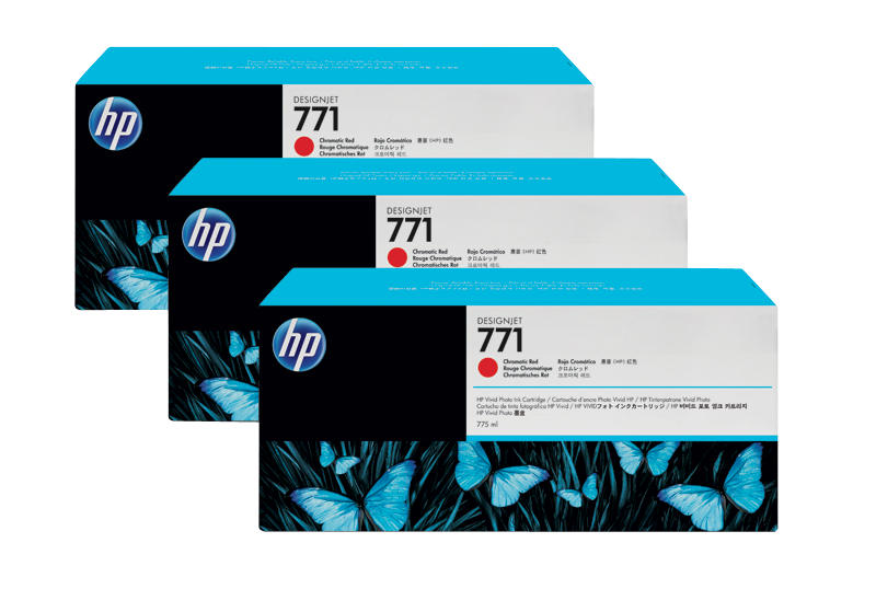 HP 771 3-pack 775-ml Chromatic Red Designjet Ink Cartridges