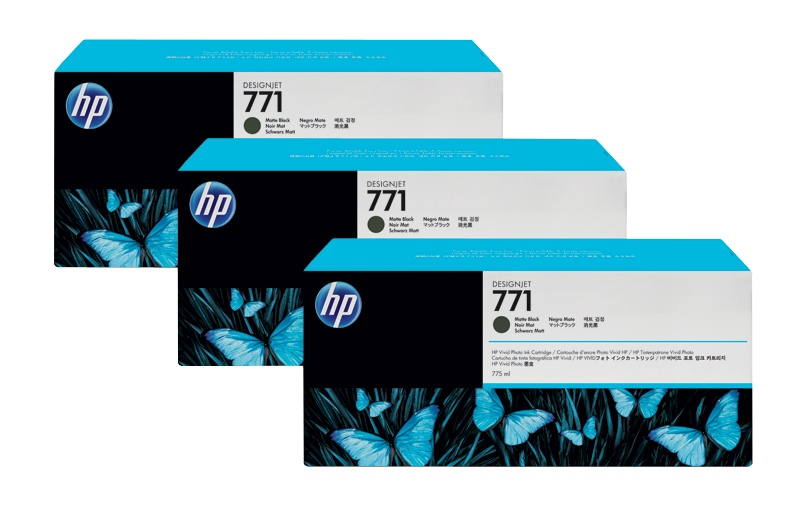 HP 771 3-pack 775-ml Matte Black Designjet Ink Cartridges