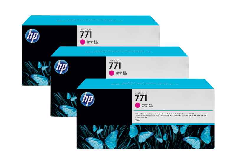 HP 771 3-pack 775-ml Magenta Designjet Ink Cartridges
