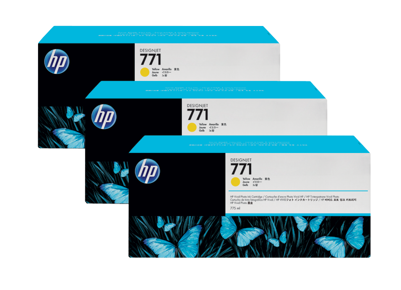 HP 771 3-pack 775-ml Yellow Designjet Ink Cartridges