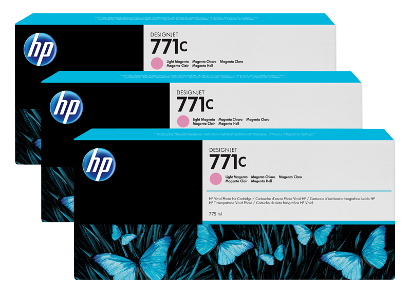 HP 771C 3-pack 775-ml Light Magenta Designjet Ink Cartridges