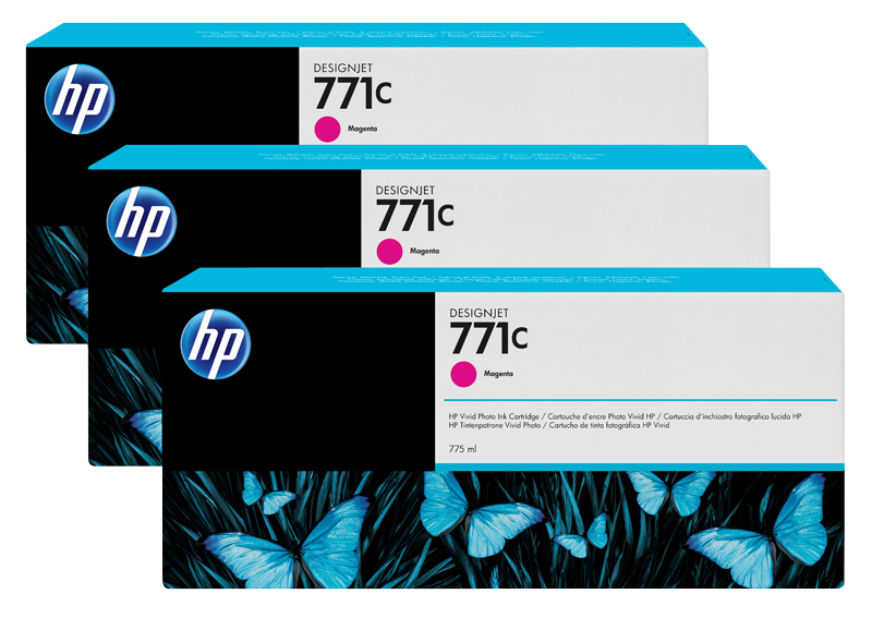 HP 771C 3-pack 775-ml Magenta Designjet Ink Cartridges