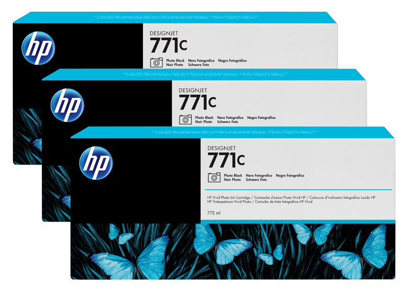 HP 771C 3-pack 775-ml Photo Black Designjet Ink Cartridges