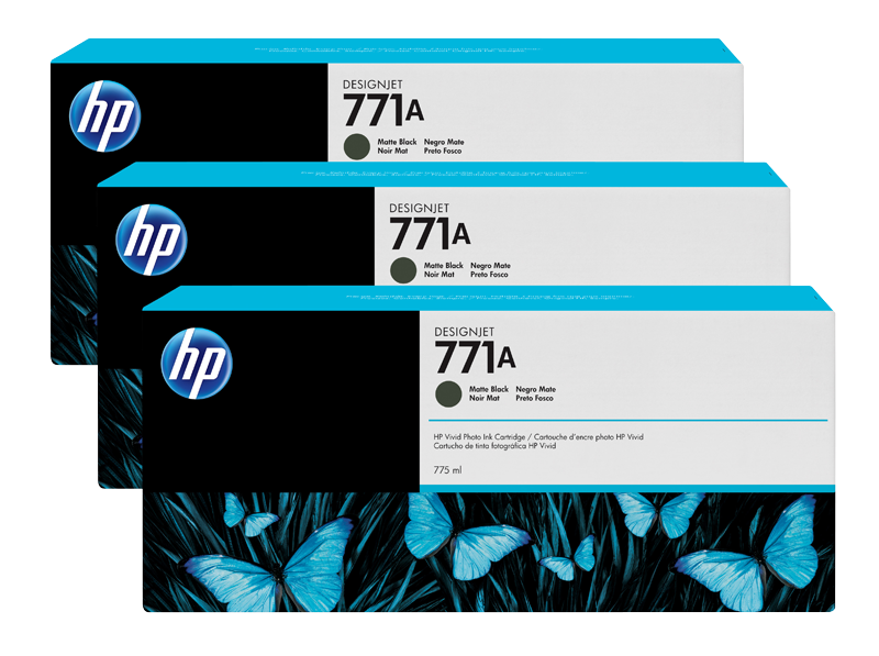 HP 771A 3-pack 775-ml Matte Black Designjet Ink Cartridges