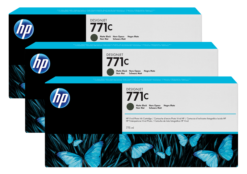 HP 771C 3-pack 775-ml Matte Black Designjet Ink Cartridges