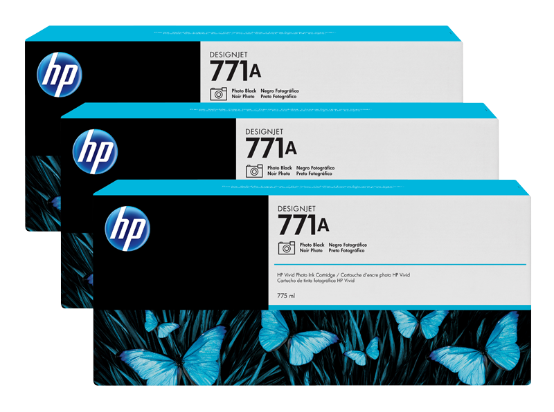 HP 771A 3-pack 775-ml Photo Black Designjet Ink Cartridges