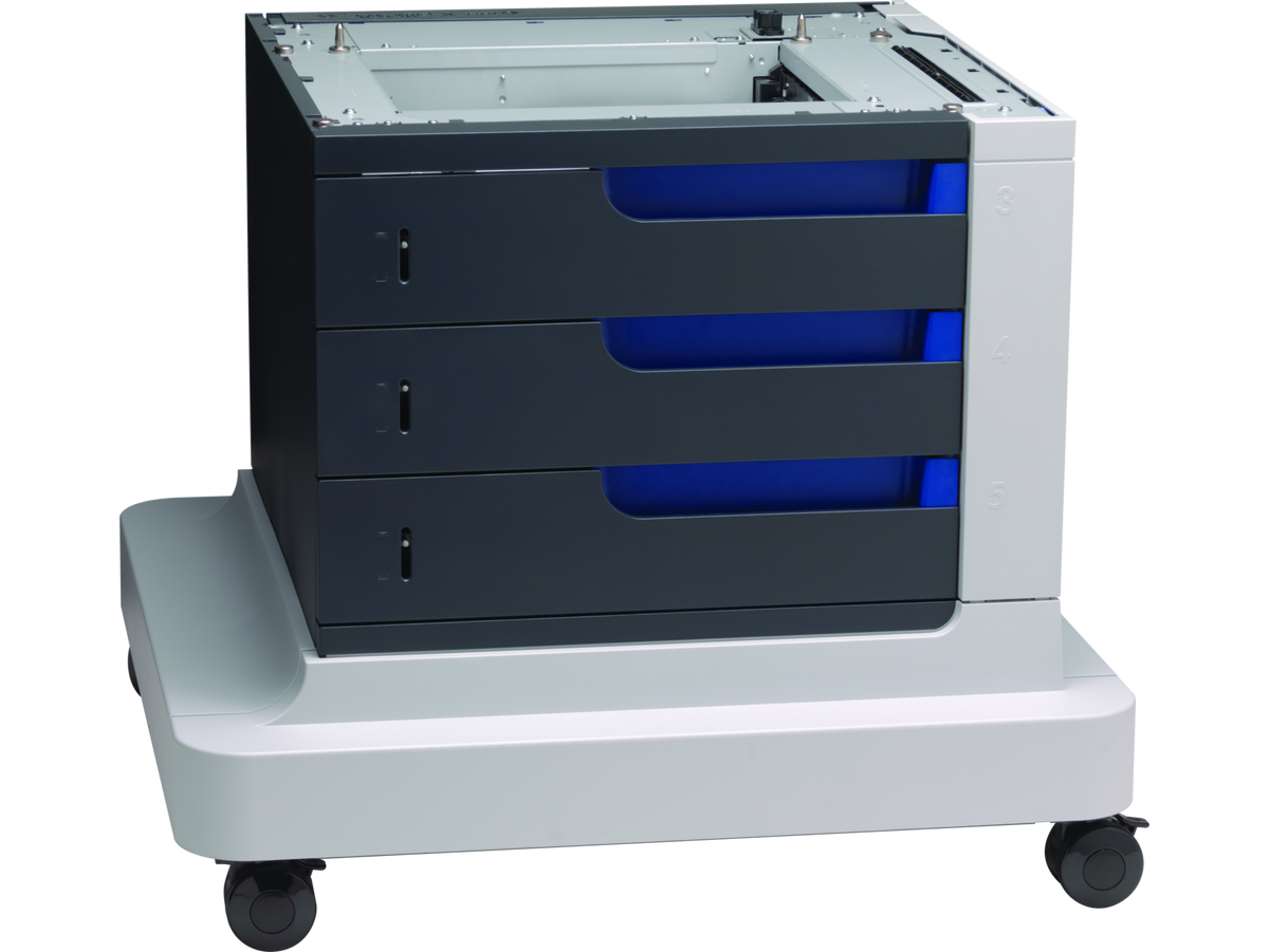 HP 3x500-sheet Paper Feeder and Stand, 3/4 Right Facing