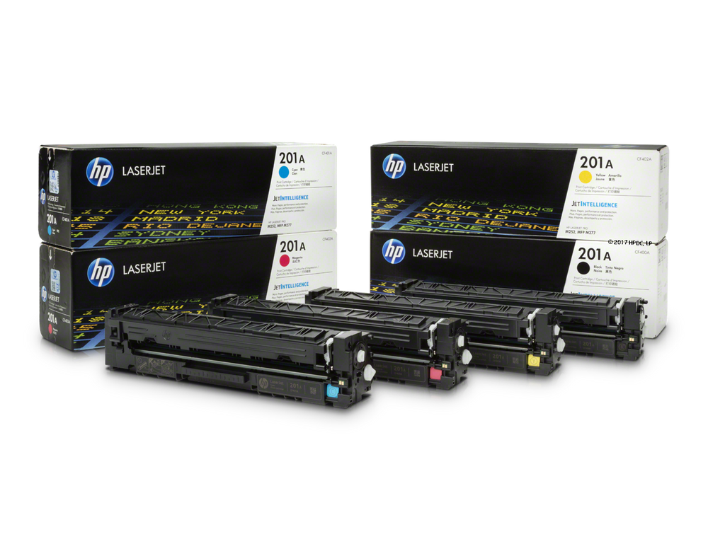 HP Color 200 Series toner cartridges packaging photo, png - APJ