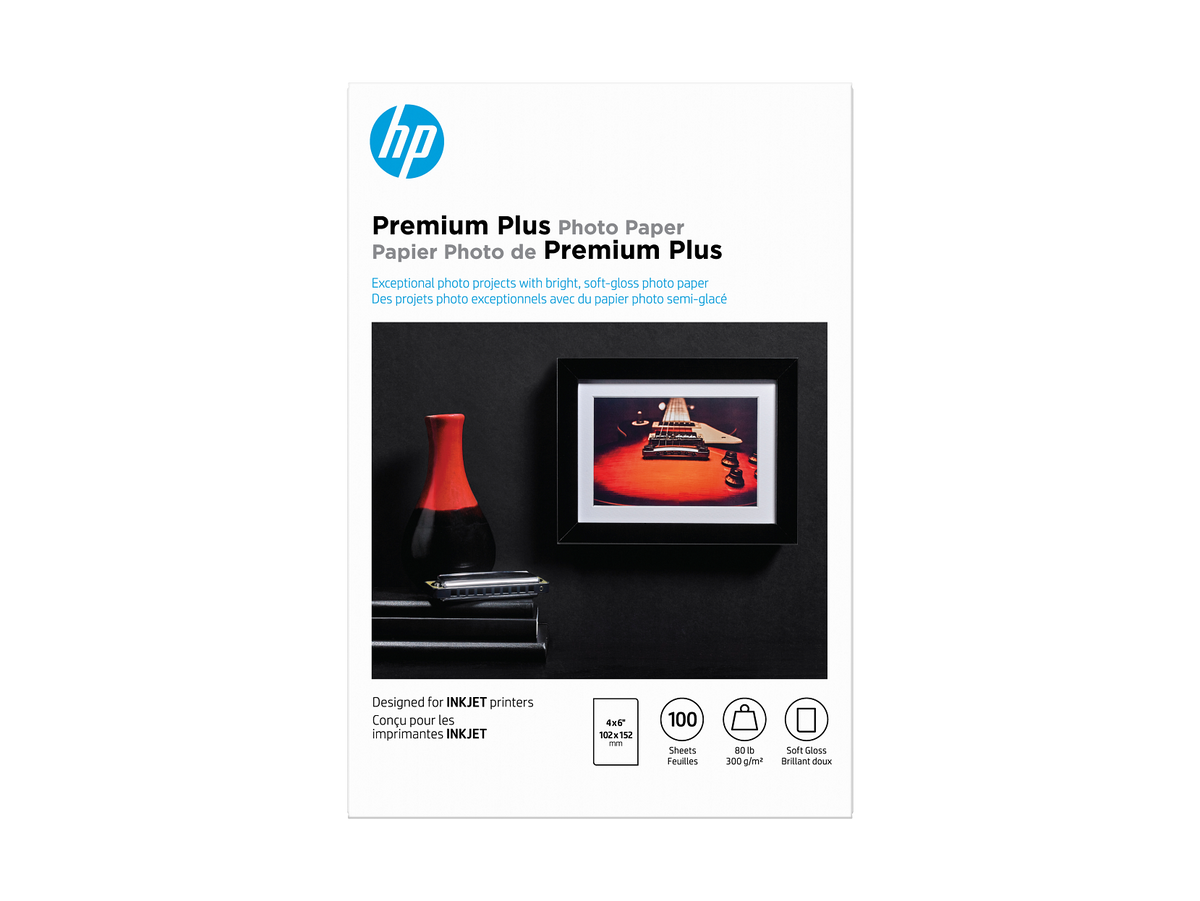 HP Premium Plus Photo Paper, Soft Gloss, FSC, 4x6 size, 100 shts, CR666A CR666-00006