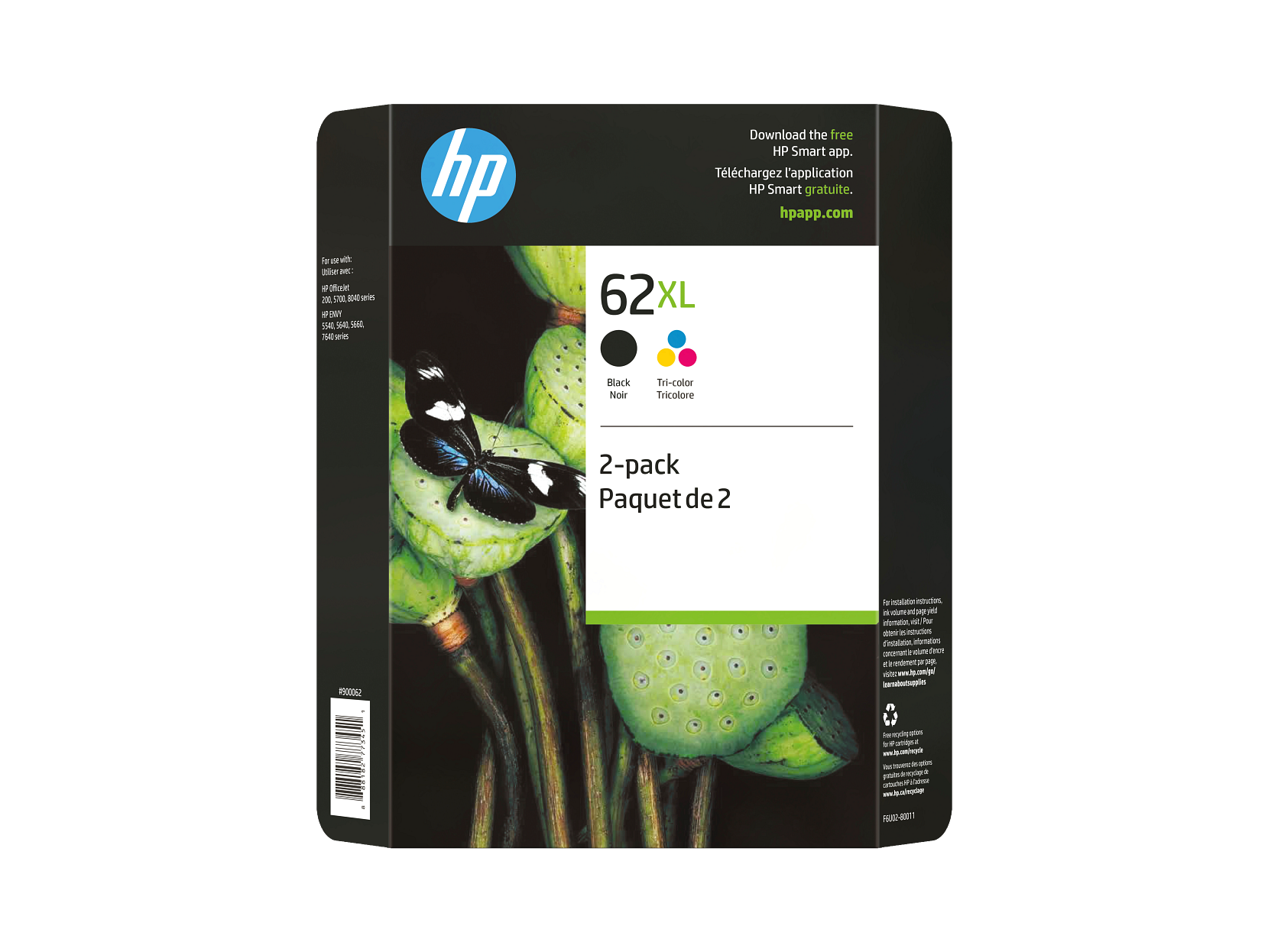 HP 62XL Black HP 62XL Tri-Color 2-Pack Club Ink Cartridge F6U02BN F6U02-80011 NAM