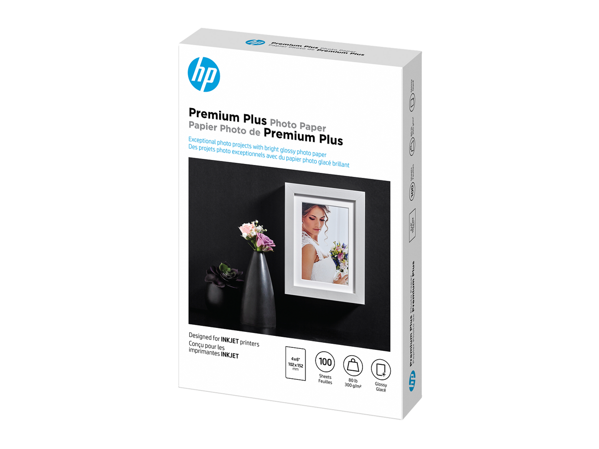 HP Premium Plus Photo Paper, Glossy, FSC, 4x6 size, 100 shts, CR668A CR668-00005
