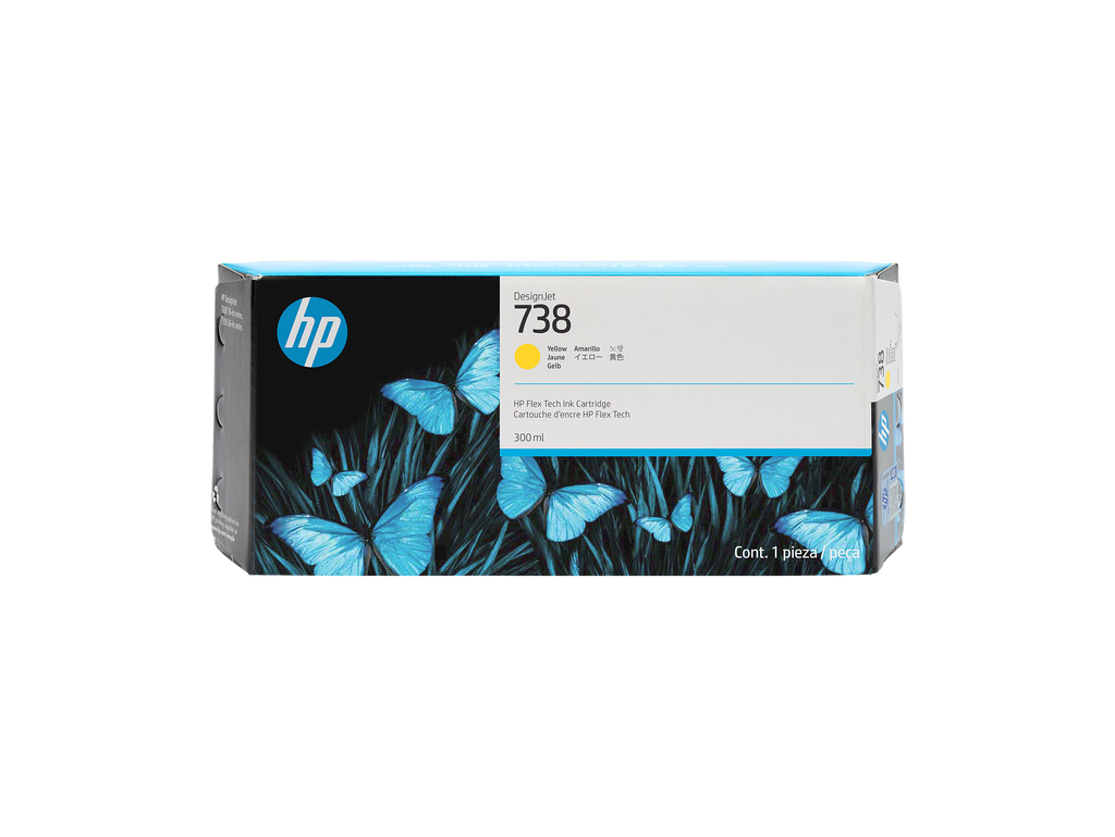 HP DesignJet 738 300ml Yellow 2000x2000 Hero Image