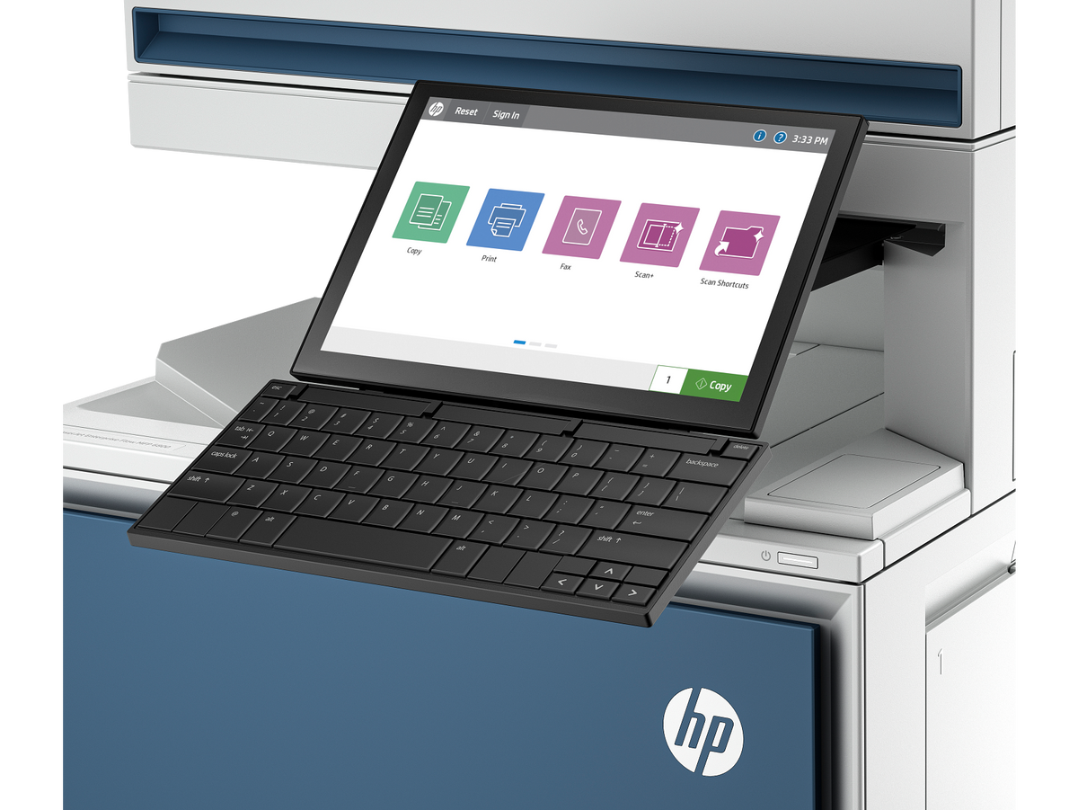 HP Color LaserJet Enterprise Flow MFP 6800 Inventors Bell ZF 6800 Transactional AtmosphereBlue Catalog VisID ScreenCloseupKeyboard