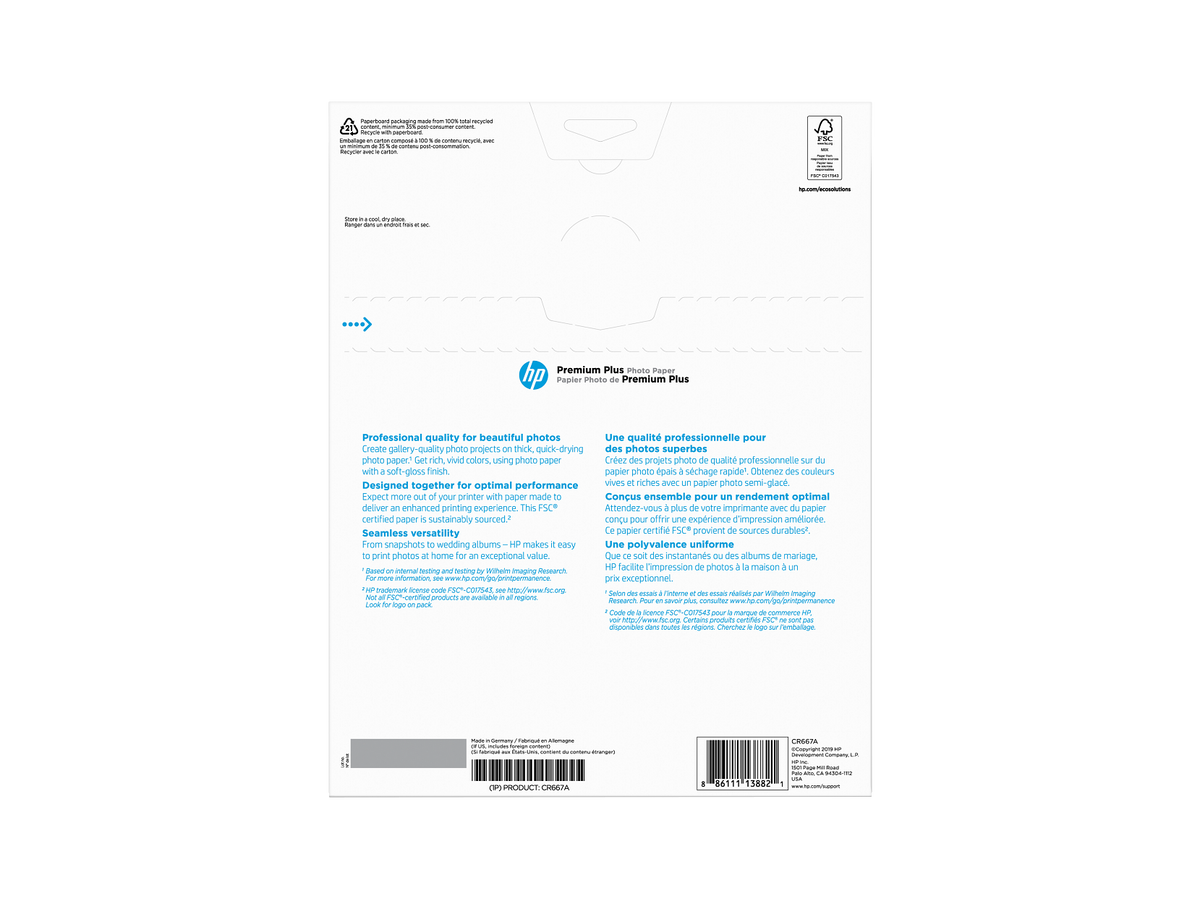 HP Premium Plus Photo Paper, Soft Gloss, FSC, A size, 50 shts, CR667A CR667-00006