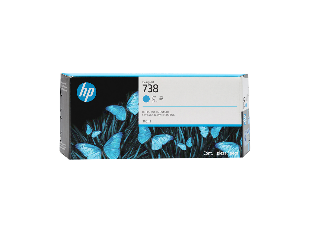 HP DesignJet 738 300ml Cyan 2000x2000 Hero Image