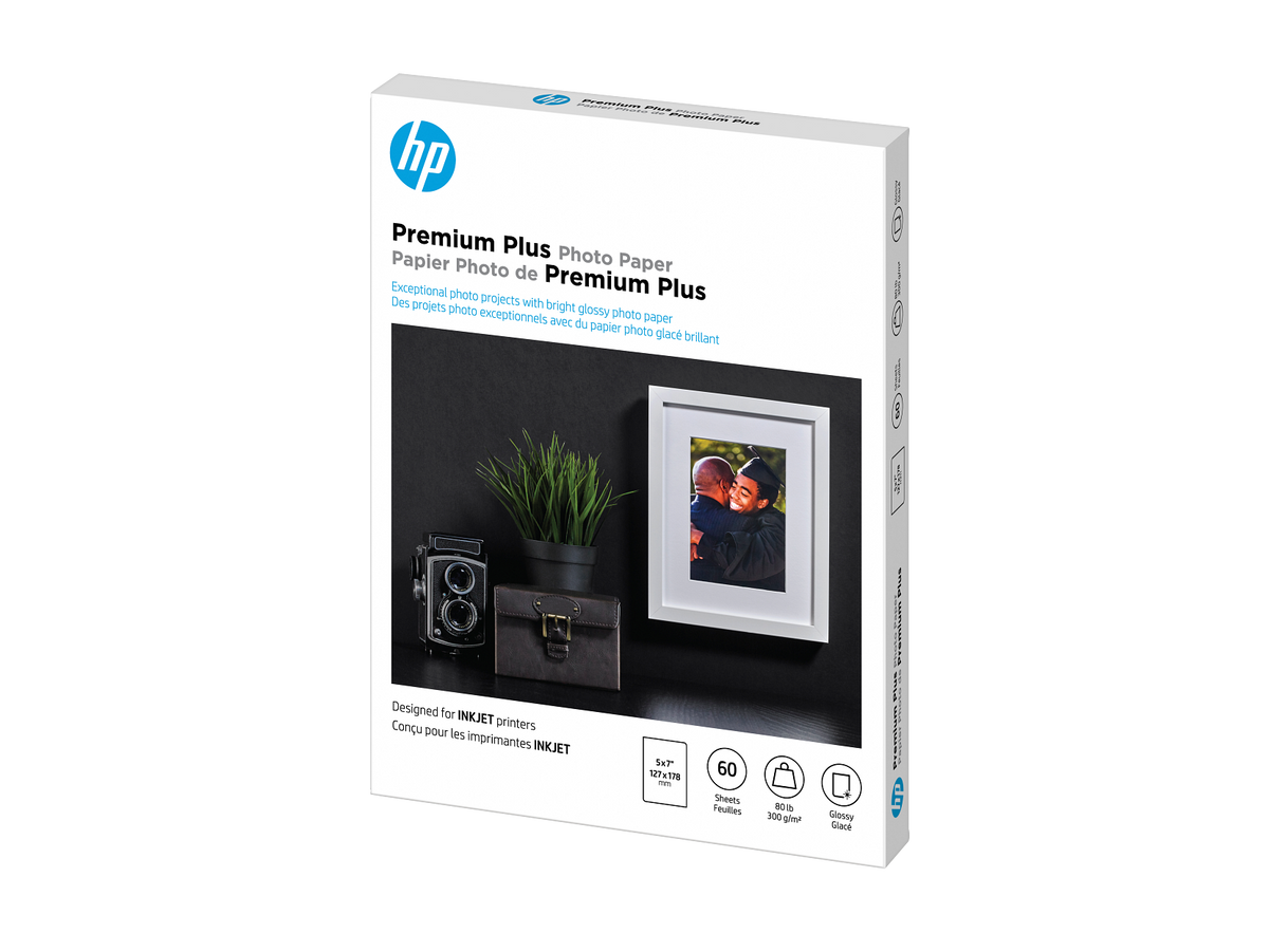 HP Premium Plus Photo Paper, Glossy, FSC, 5x7 size, 60 shts, CR669A CR669-00004