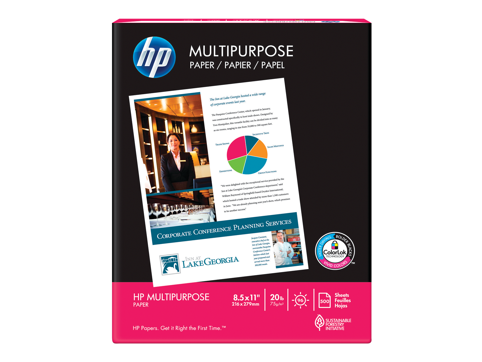 HP Multipurpose Paper, 8.5""x11"" 500 sheet ream front view