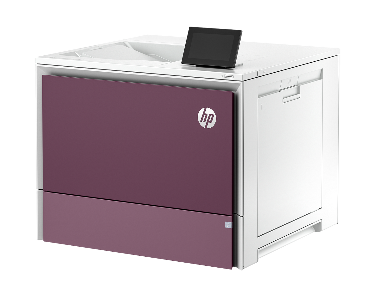 HP Color LaserJet Enterprise 5700dn Transactional AuroraPurple Catalog WhiteBG FrontLeft