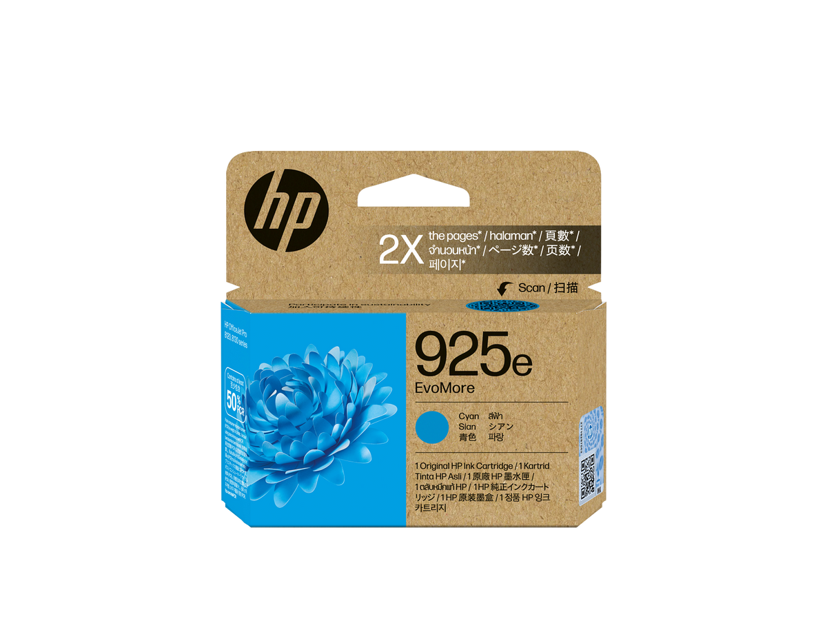 HP 925e EvoMore Cyan Original Ink Cartridge 4K0W0-80001 4K0W0PA