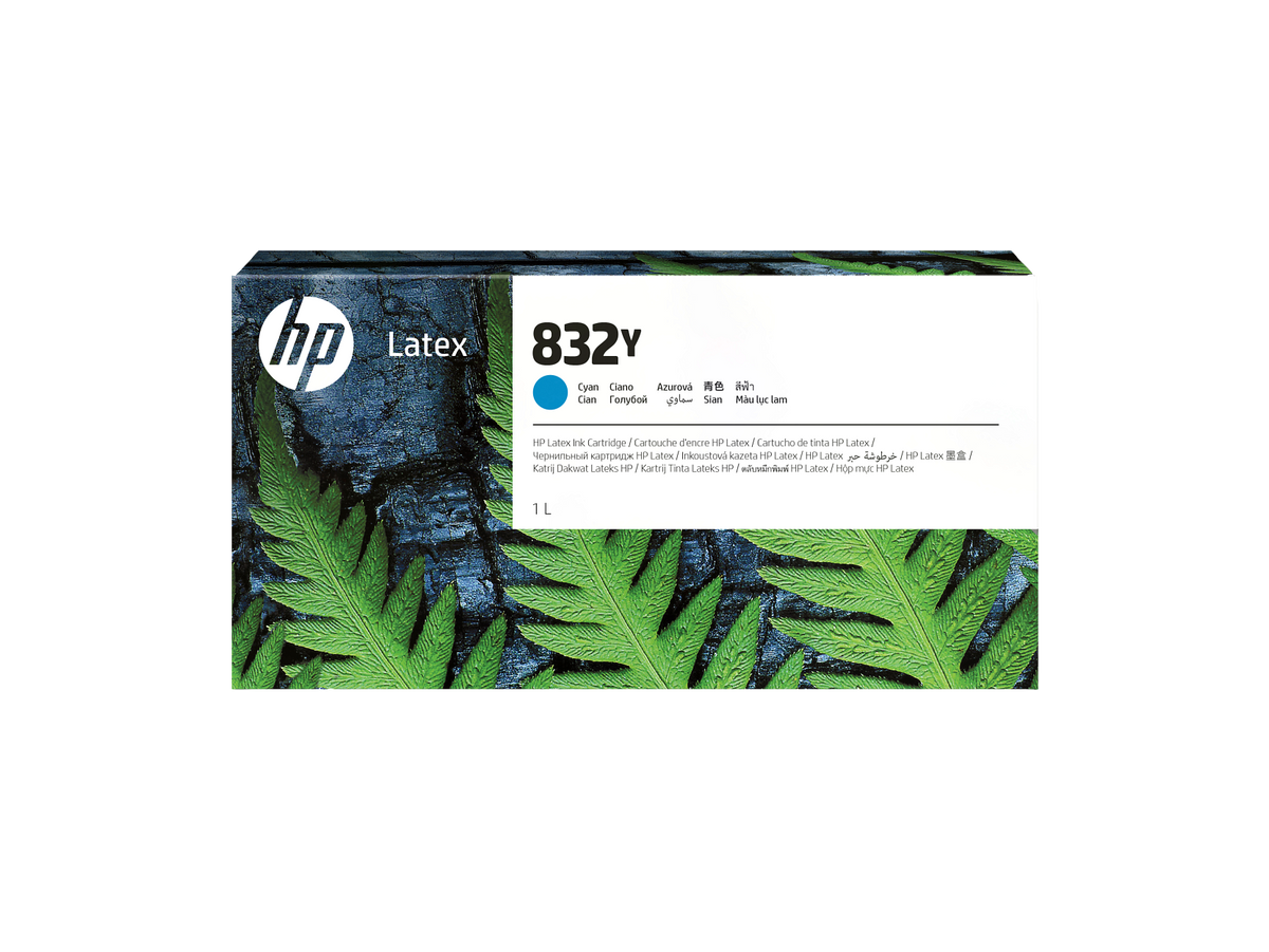 HP 832Y 1L Cyan Latex Ink Cartridge WW EM