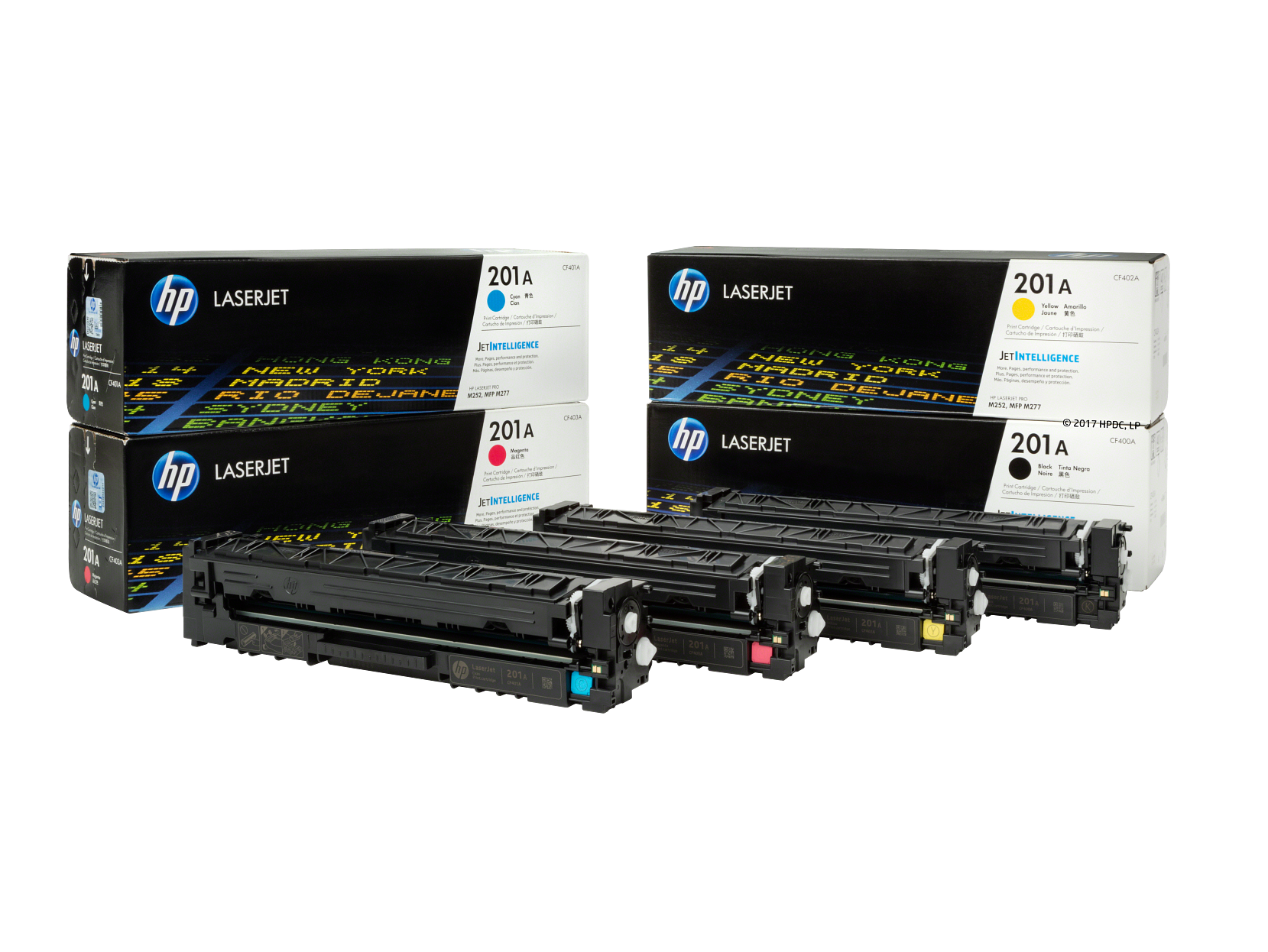 HP Color 200 series toner cartridges packaging photo - APJ