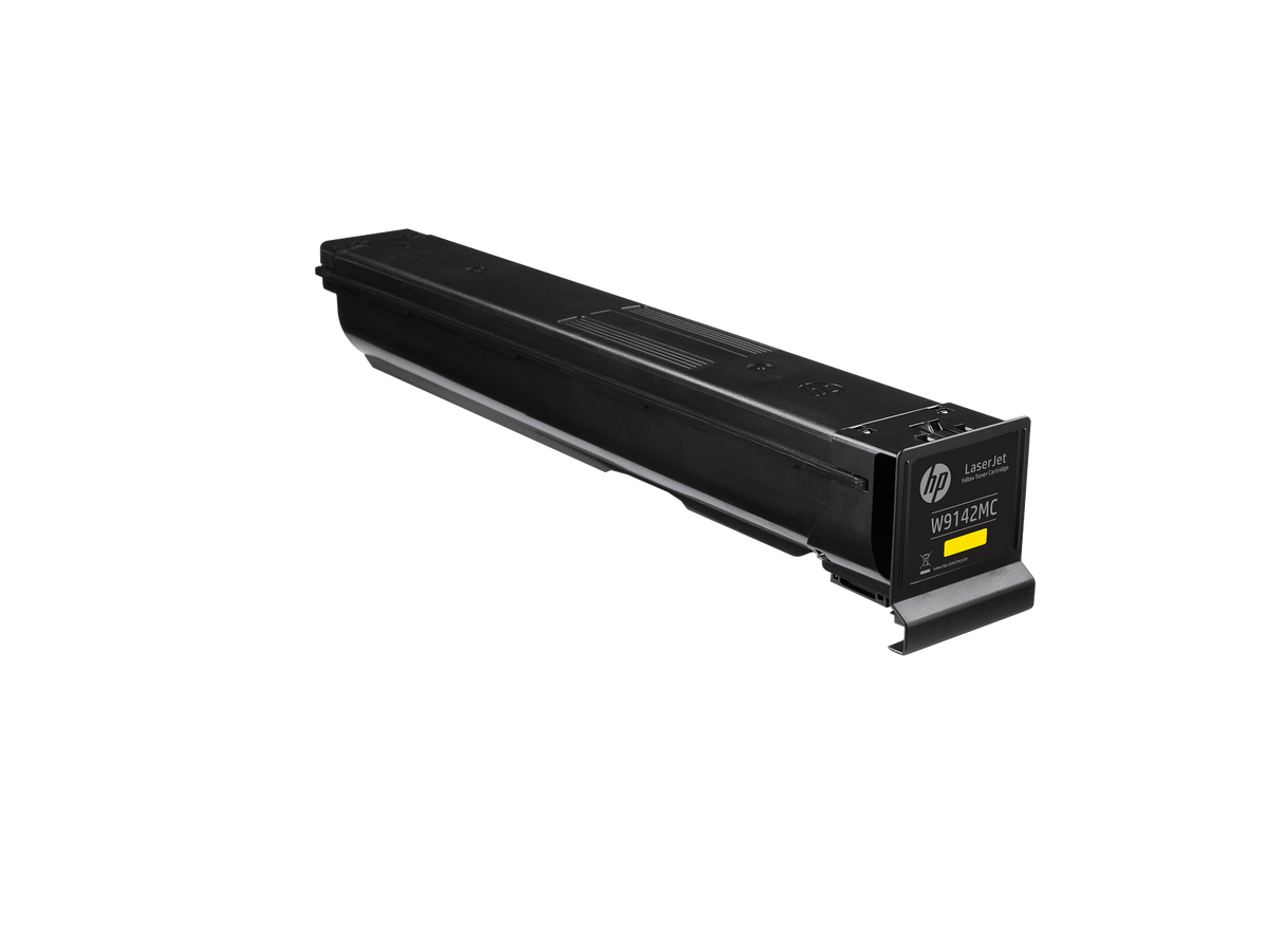 HP LaserJet Yellow Managed Toner Cartridge Laser Etched W9142MC LEFT WHITEBG
